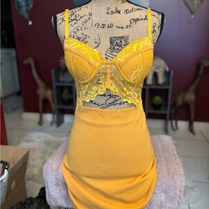 Yellow Lace Women's Intimate Dress